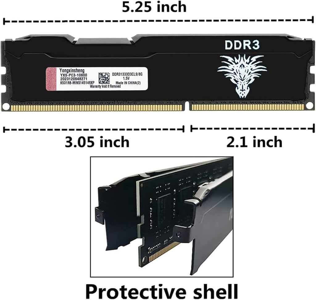 DDR4 2666 MHz 8 GB skrivbord RAM PC4-21300 UDIMM icke-ECC obuffrad 1,2 V 288-stifts CL19 PC datorminne uppgraderingsmodul kit (svart)