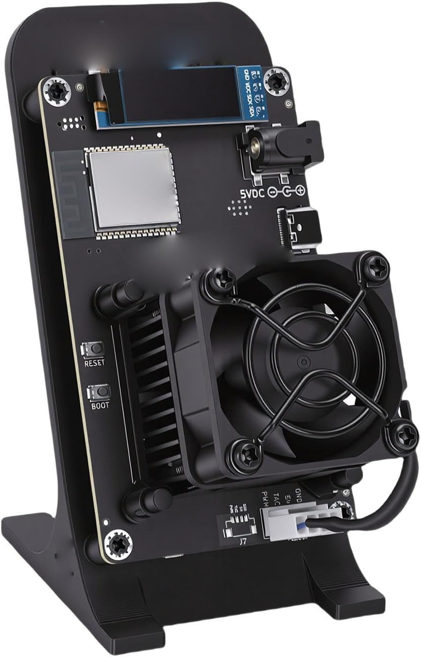 Tosuny Bitcoin Miner, Open Source BTC Mining Machine, BM1370 ASIC Chip, 1-1,2 TH/s Efficient Mining, 2,4G WiFi, 0,96" Display, Home Crypto Currency Miner Support AxeOS (BLACK)