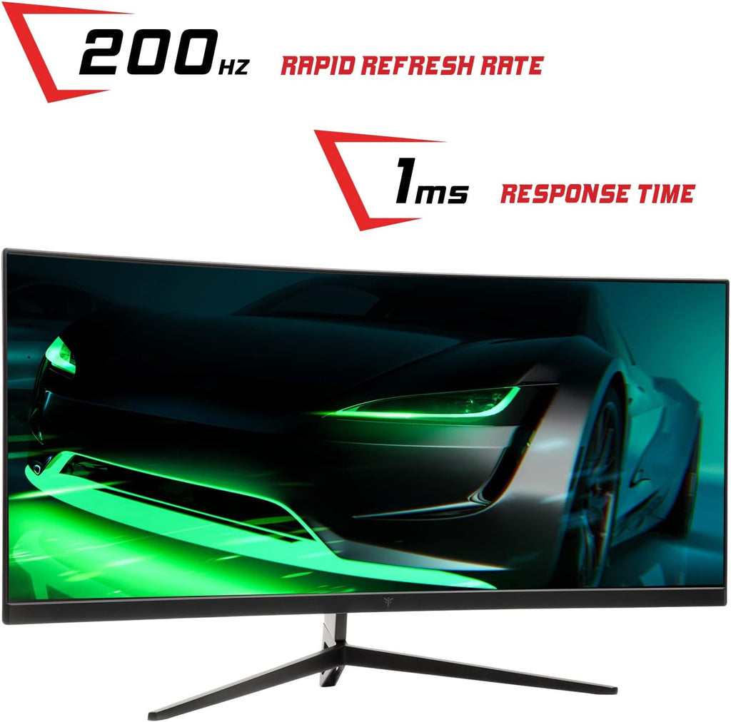 iTek Monitor GGC – 30 tum böjd R1800, WFHD 2560 x 1080 UltraWide, VA, 200 Hz, 21:9, 1 ms MPRT, 3 x HDMI, DP, Audio, HDR Ready, Adapt Sync, svart
