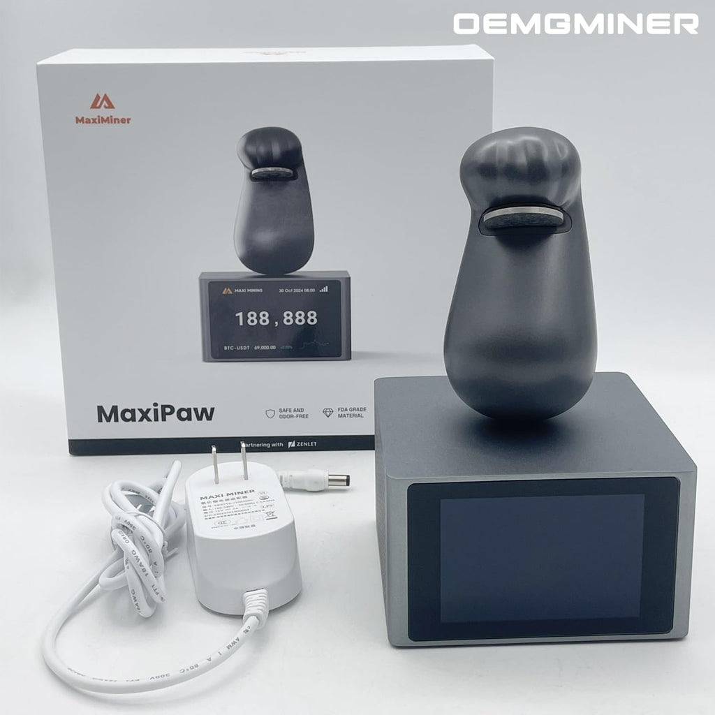 Ny MaxiPaw 1TH/S 25W Bitcoin Miner, BTC Miner med BTC-prismätare i realtid och kryptomaskin med solo-läge, Maxi Miner lågt brus, hem- och kontorsgruvning av OEMGMINER
