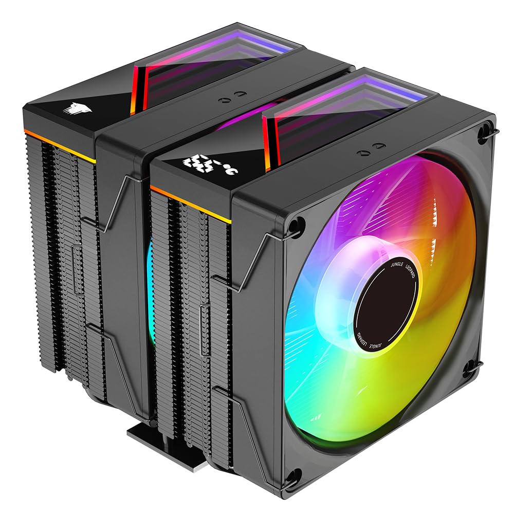 TZMRIT KF620 DGT ARGB CPU-kylare med temperaturvisning 265 W TDP för Intel LGA 1700/1200/115X/1851/1366/2011, för AMD AM4/AM5 (KF620BK)