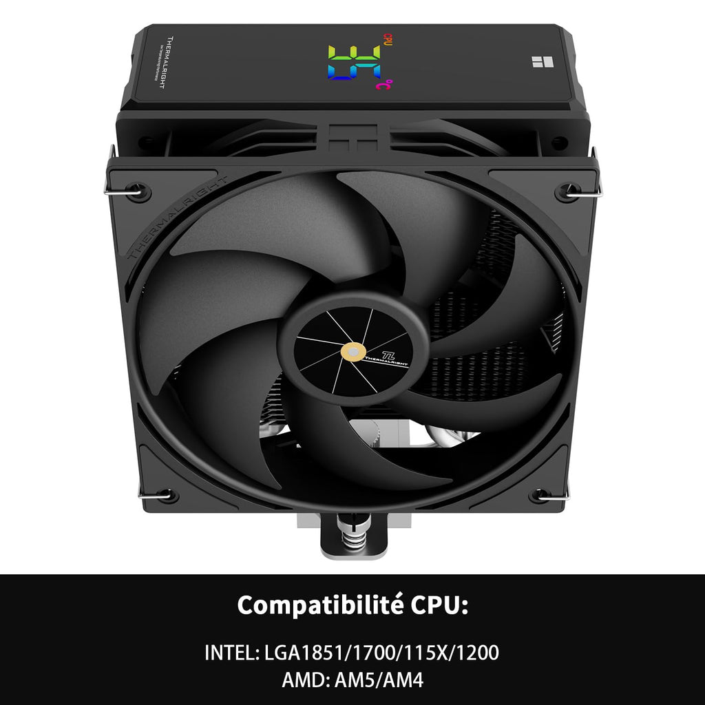 TR Assassin X 120R Digital ARGB vit hastighetsluftkylare, 4 värmerör luftkylare, toppskydd, 12 cm tyst PWM-fläkt, för AM4/AM5, Intel LGA170/1851/115X/1200