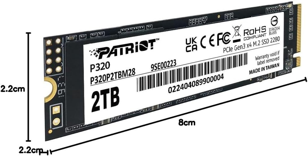 Patriot P320 512GB SSD intern - NVMe PCIe Gen 3x4 - M.2 2280 - Solid State Drive - P320P512GM28