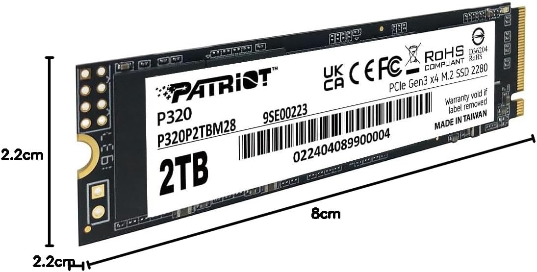 Patriot P320 512GB SSD intern - NVMe PCIe Gen 3x4 - M.2 2280 - Solid State Drive - P320P512GM28