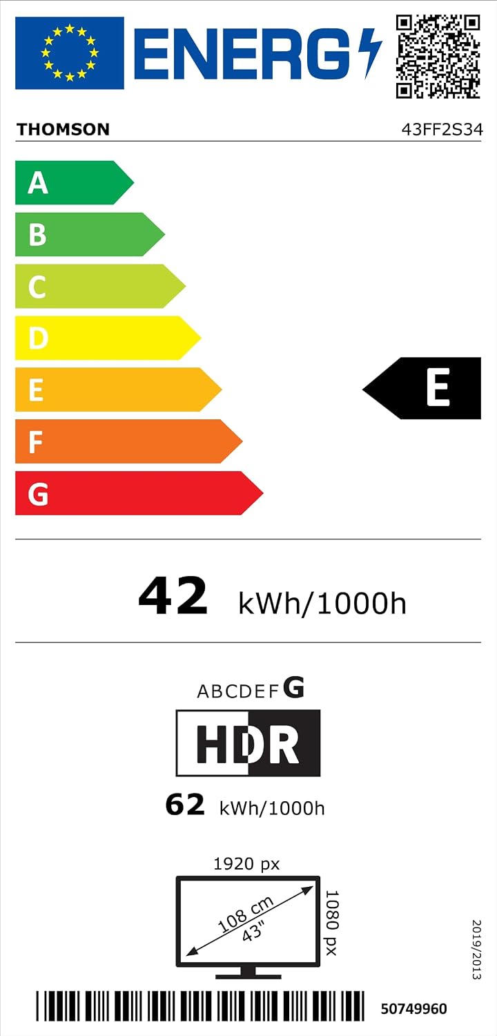 Thomson TV 50 tum (126 cm) 4K UHD Smart Fire TV, Alexa Röststyrning, Trippel tuner (DVB-T/T2/C/S/S2), Dolby Vision, Dolby Atmos, HDR10, HDMI 2.1, WiFi, Bluetooth - 50UF4S35