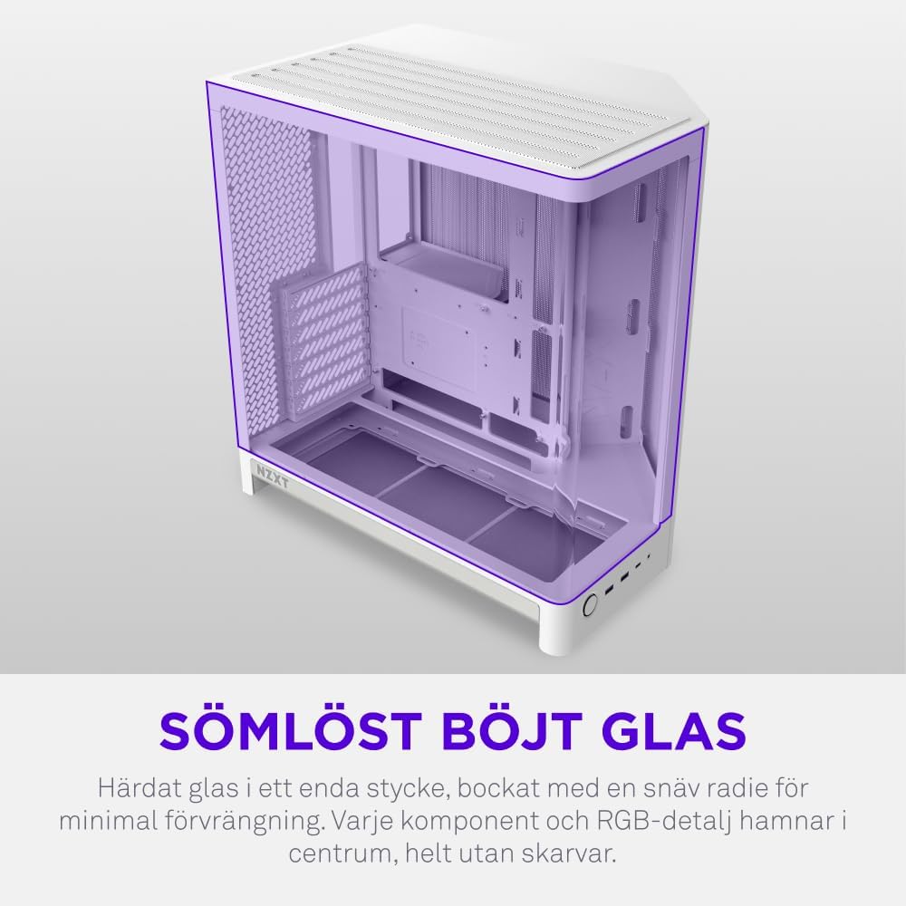 NZXT H6 RGB+ - Kompakt Dubbelkammare ATX PC-chassi - Vit