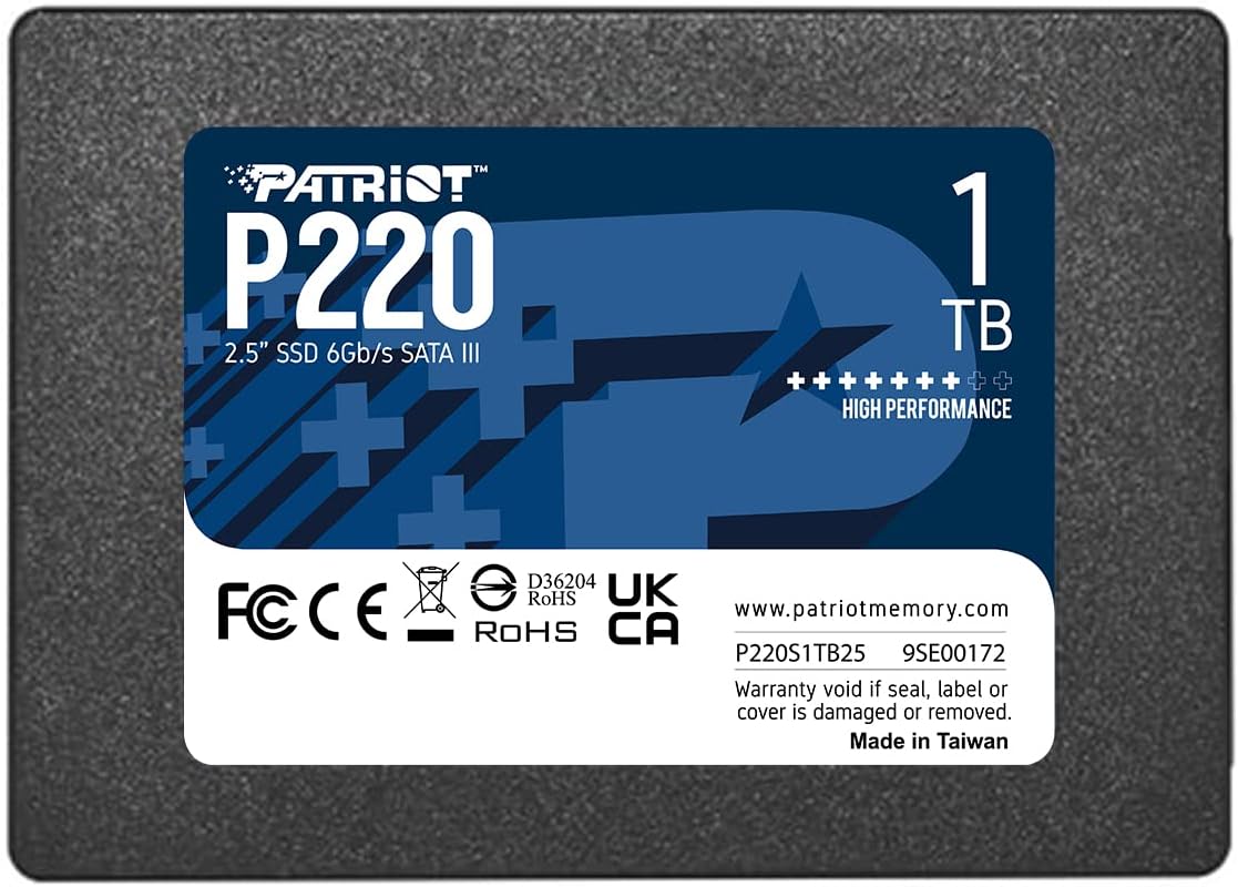 Patriot P220 256GB Intern SSD - SATA 3-2,5 tum - Solid State-enhet - P220S256G25