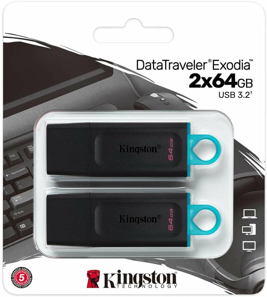 Kingston DataTraveler Exodia DTX/64GB-2P USB-minne USB 3.2 Gen 1 – med skyddskåpa och nyckelring i flera färger