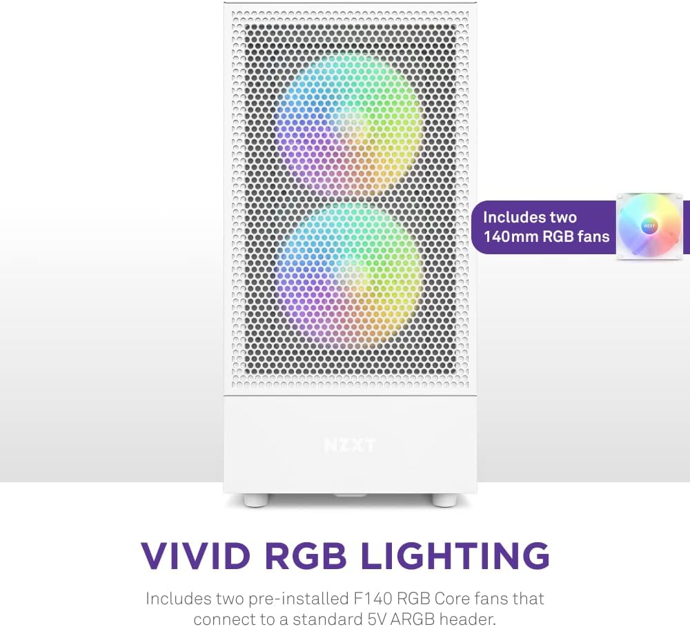 NZXT H5 Flow RGB - Kompakt Mid-Tower ATX PC-chassi - Svart
