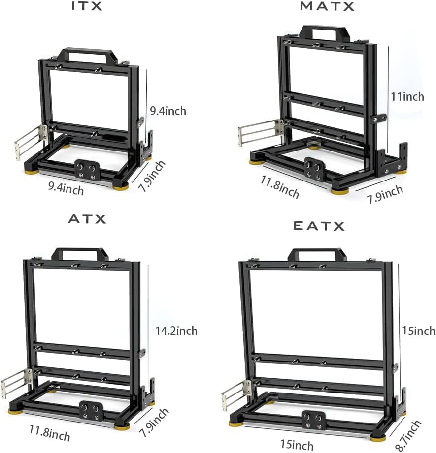PC kreativ monteringsram testbänk, öppen luft ramfodral, gör-det-själv dator moderkort fodral ställ, ITX ATX MATX/EATX öppen aluminium ram chassi (EATX)