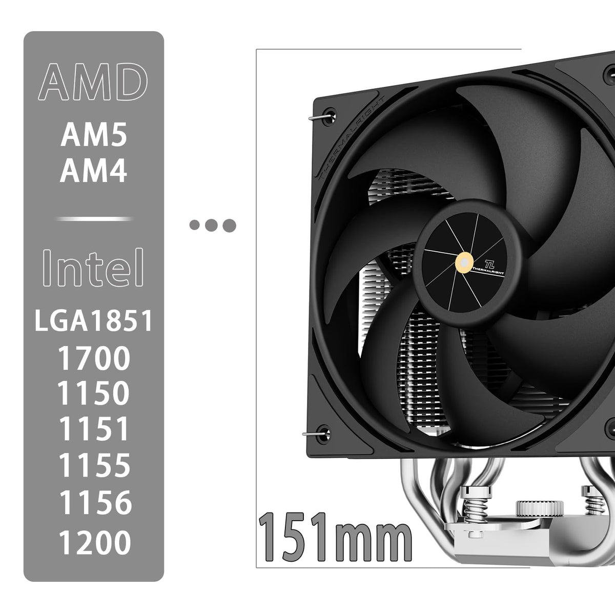 TR-Thermalright Assassin X 120 Digital ARGB vit CPU-kylare, 4 värmerör ARGB-fläkt 120 mm-2 000 varv/min, topplock med digital skärm, för AM5/AM4, Intel LGA1851/1700, vit