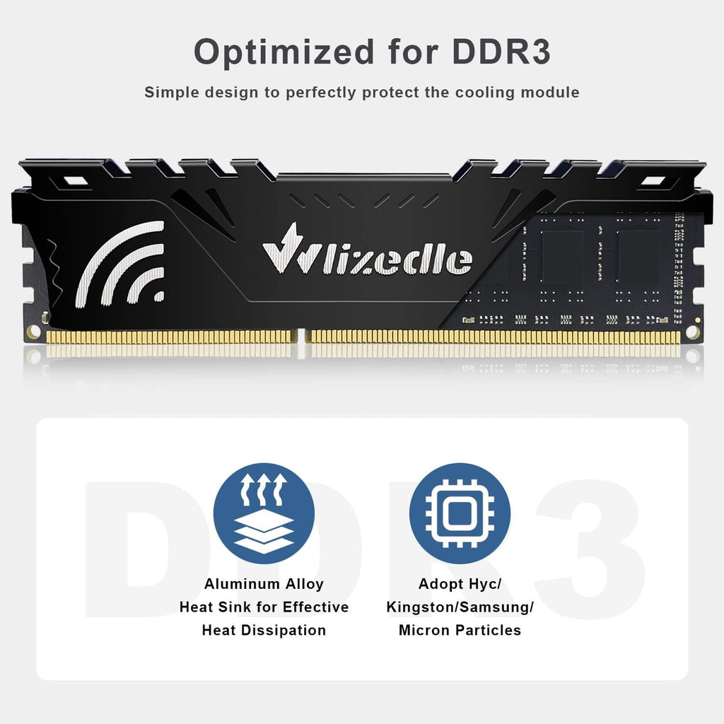 DDR3 1866MHz RAM-minne 32 GB kit (4x8 GB) CL13 UDIMM Wlizedle PC3-14900 minnesmodul 240-pin 1,5 V för stationär dator, svart