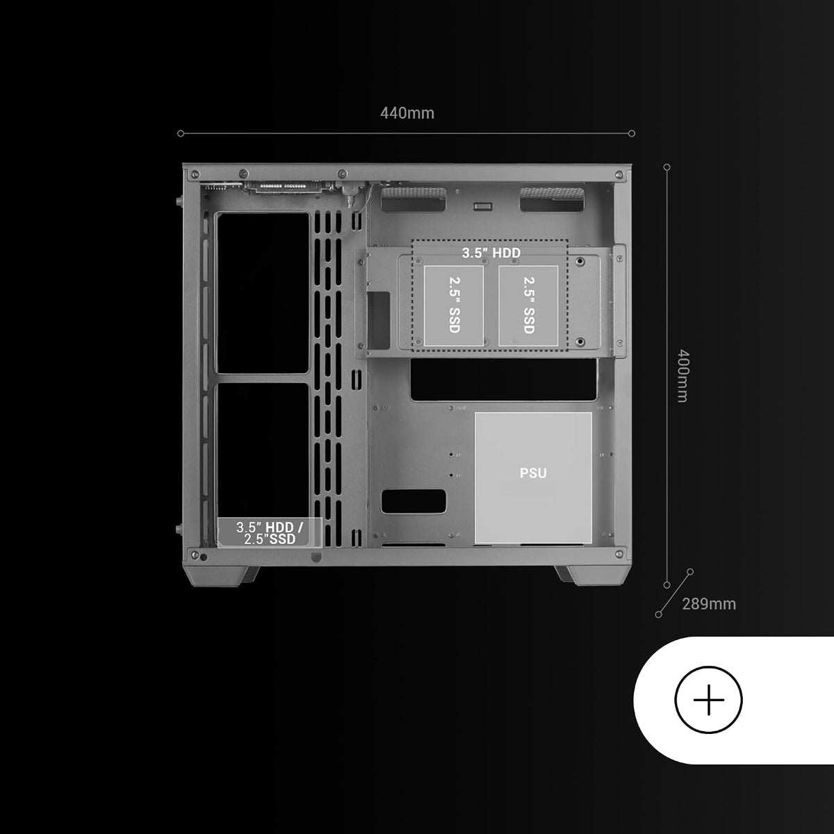 Mars Gaming MC-S1 svart, kompakt Micro-ATX Gaming PC-hölje, ARGB belysning 12 lägen, FRGB-fläkt, Full Side Window, MCS1