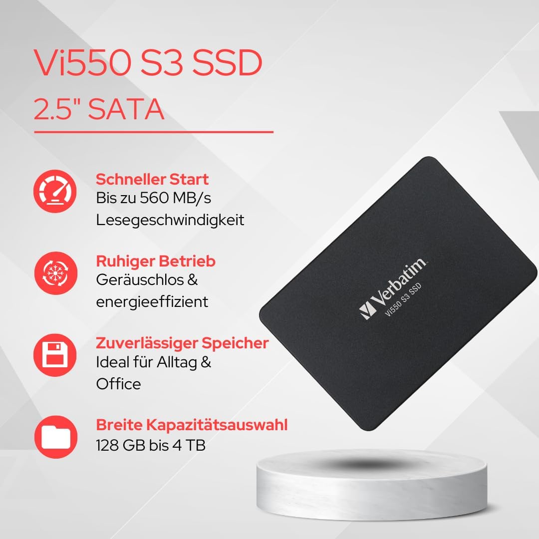 Verbatim Vi560 S3 SSD, intern SSD-enhet med 2 TB datalagring, Solid State Drive med SATA III M.2 2280 och 3D NAND-teknik, svart, perfekt för bärbar dator och Ultrabook