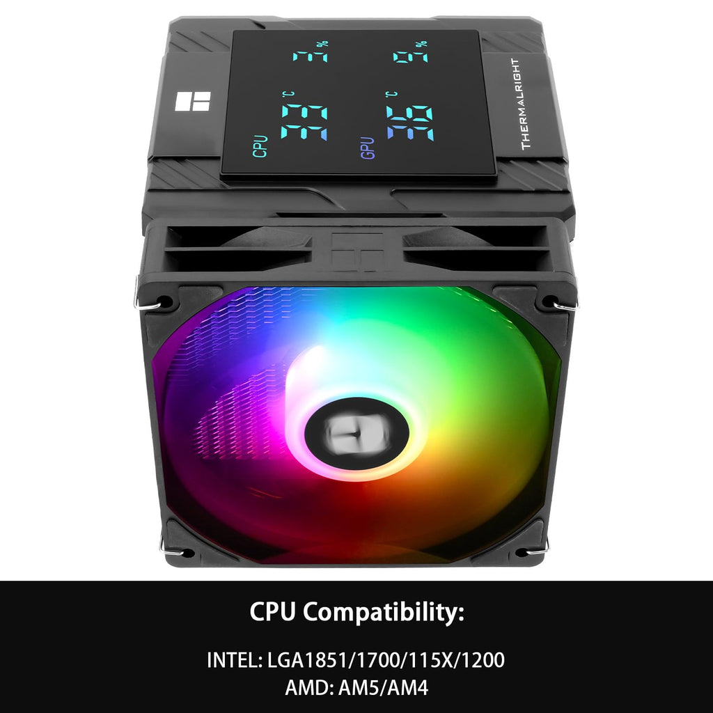 Thermalright Peerless Assassin 120 digital ARGB svart CPU-kylare, kylning med dubbla dörrar och dubbla fläktar, CPU-luftkylare, digital skärmskydd, för AM4/AM5, Intel LGA1851/1700/115X/1200