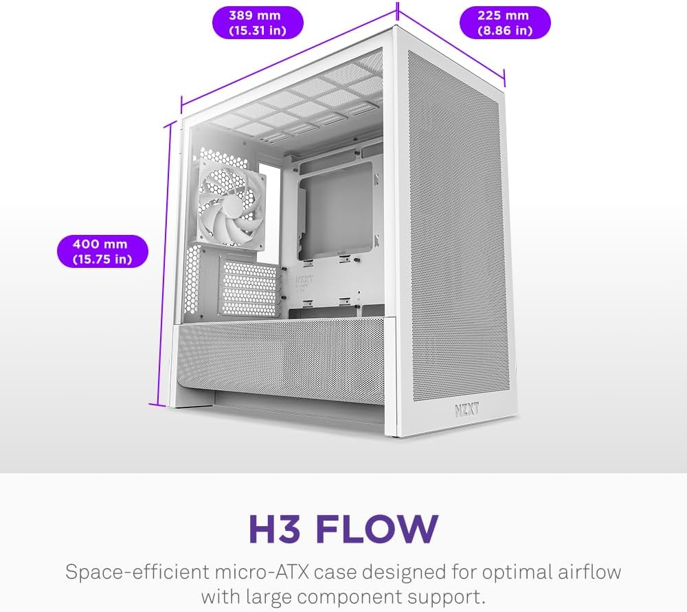 NZXT H3 Flow - Micro-ATX Airflow PC-chassi - Svart