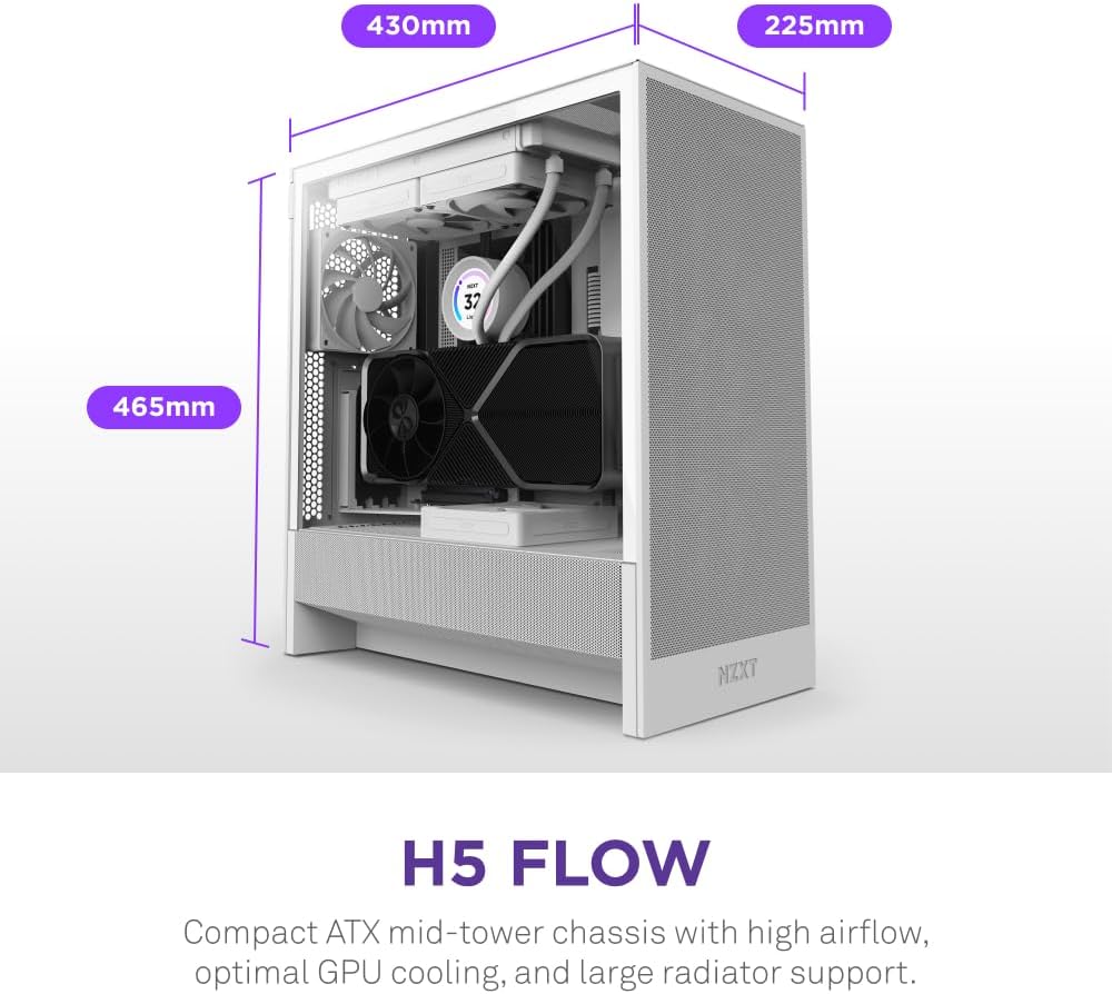 NZXT H5 Flow RGB - Kompakt Mid-Tower ATX PC-chassi - Svart