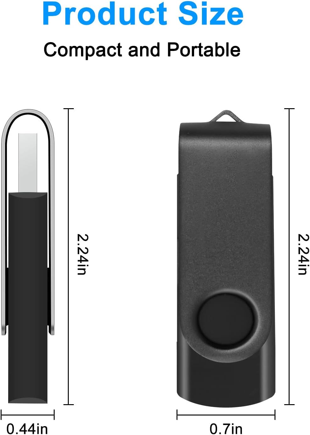 BorlterClamp 32 GB USB-minne 2-pack USB 2.0-enhetsset, färgglada USB-flash-enheter, vridbara USB-minnen, svart och lila