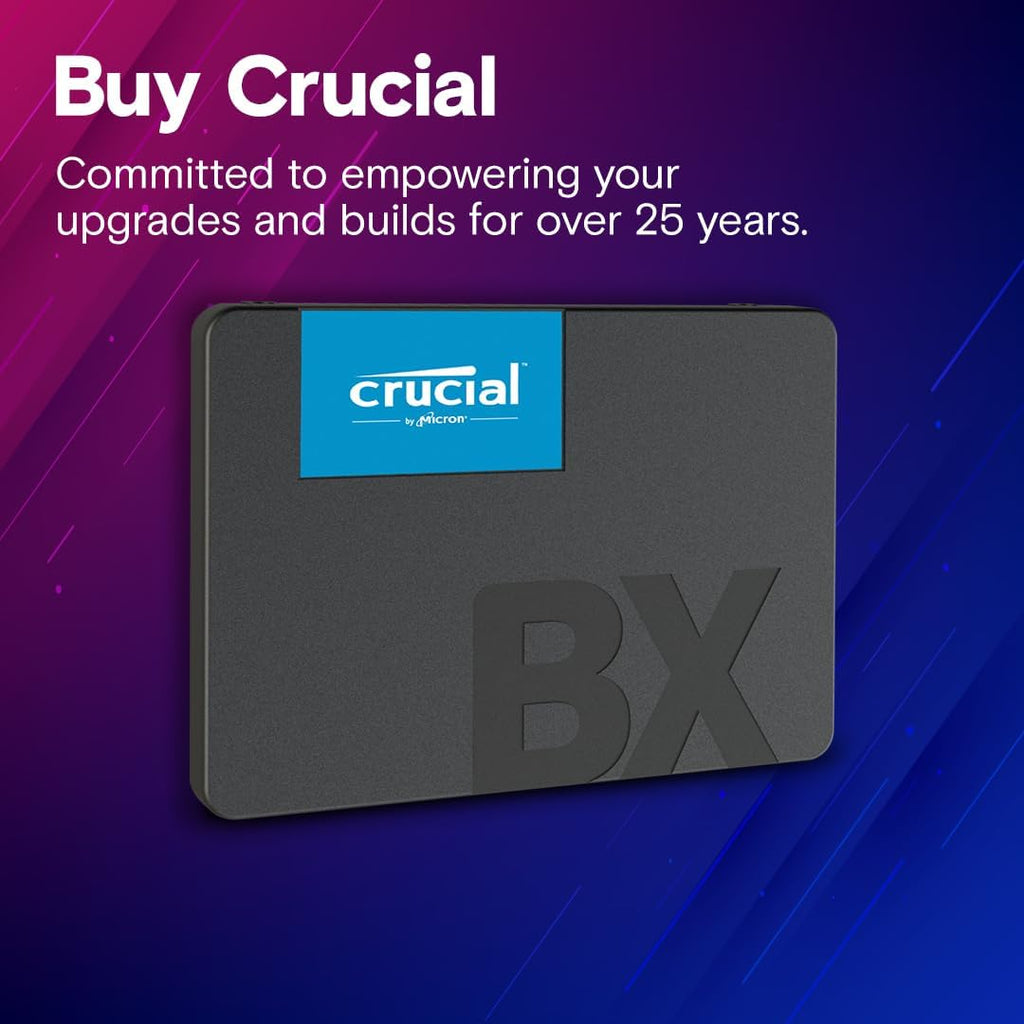 Crucial BX500 SATA SSD 2TB, 2,5" Intern SSD (Solid State Drive), Upp till 540 MB/s, Kompatibel med Laptop och Desktop (PC), 3D NAND, Dynamisk Skrivacceleration - CT2000BX500SSD101
