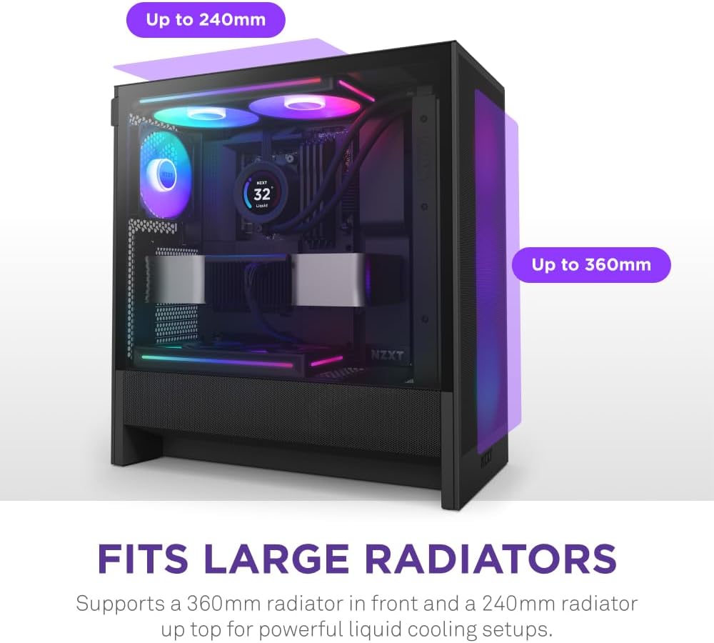 NZXT H5 Flow RGB - Kompakt Mid-Tower ATX PC-chassi - Svart