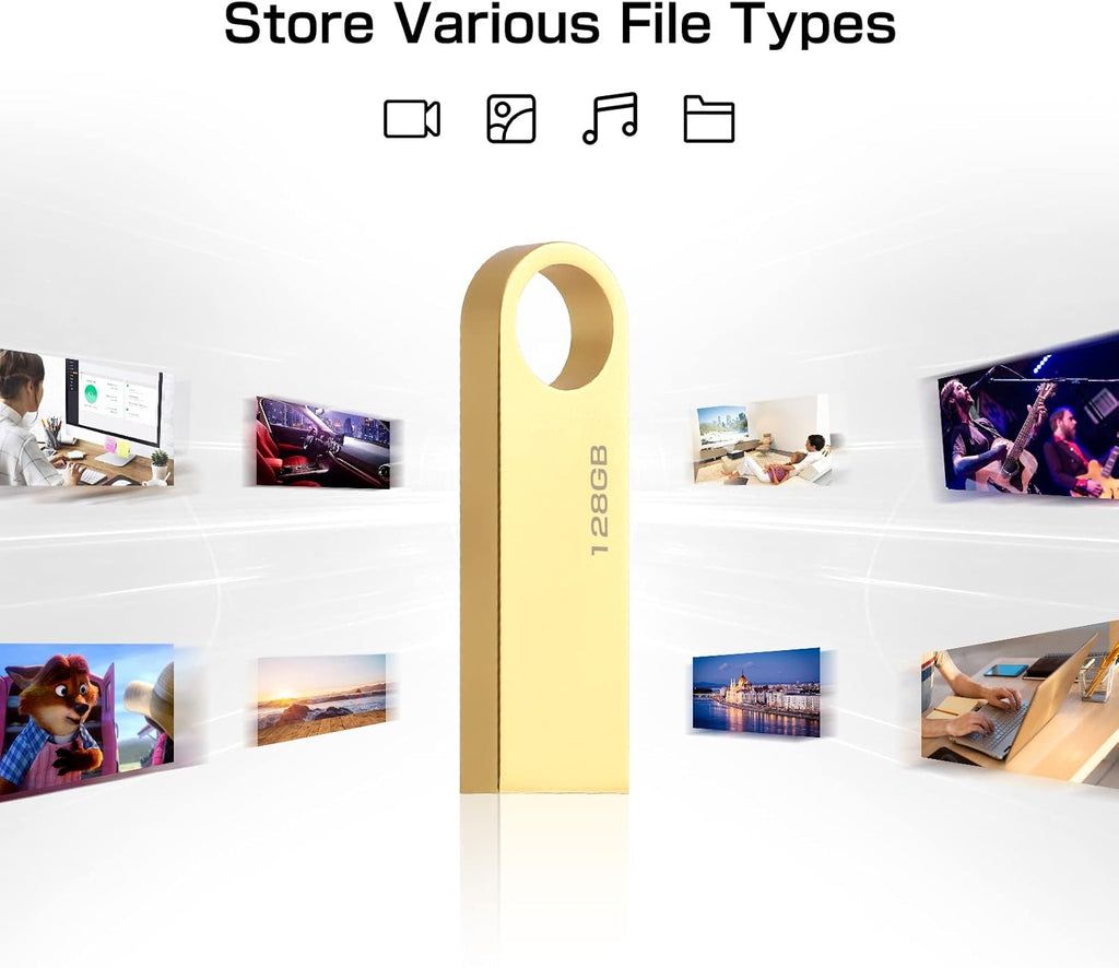 128 GB 2-i-1 USB-minne 128 GB typ-C Pendrive 128GO USB C Flash Drive 128 Giga 2-i-1 OTG Pen 128GO för PC/surfplatta/Laptop/Smartphone med typ C, Xiaomi/Huawei (silver)