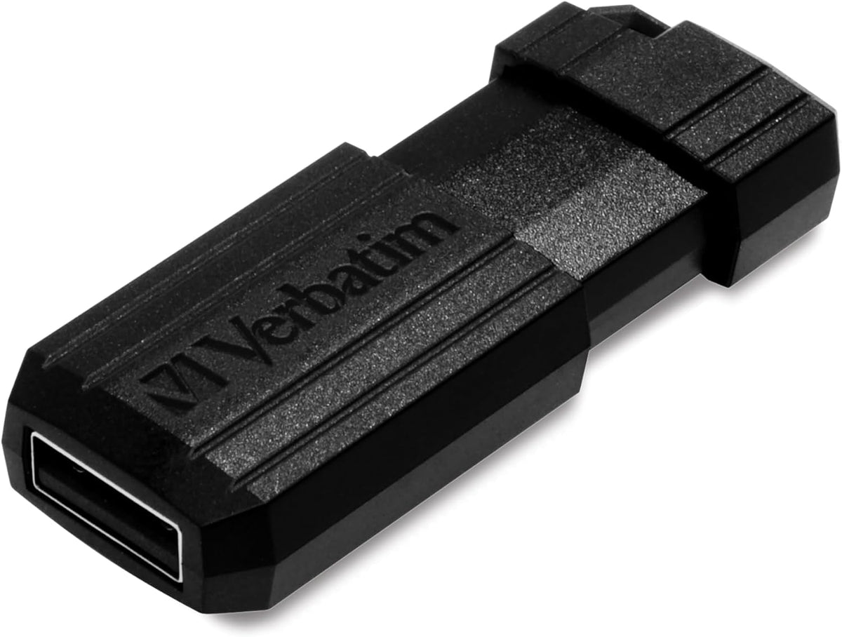 Verbatim PinStripe USB-minne 16 GB, USB 2.0, USB-minnen, för bärbar dator Notebook Ultrabook TV bilradio, USB 2.0-pinne, datasticka med skjutmekanism, svart