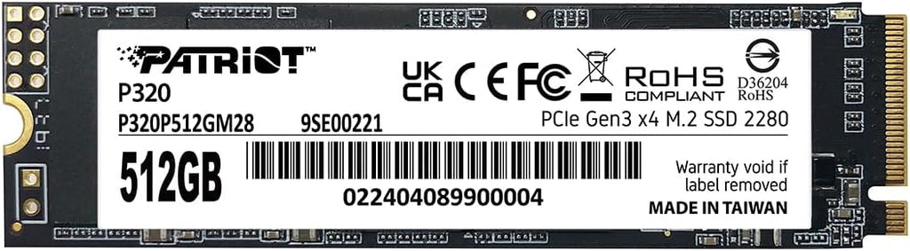 Patriot P320 512GB SSD intern - NVMe PCIe Gen 3x4 - M.2 2280 - Solid State Drive - P320P512GM28