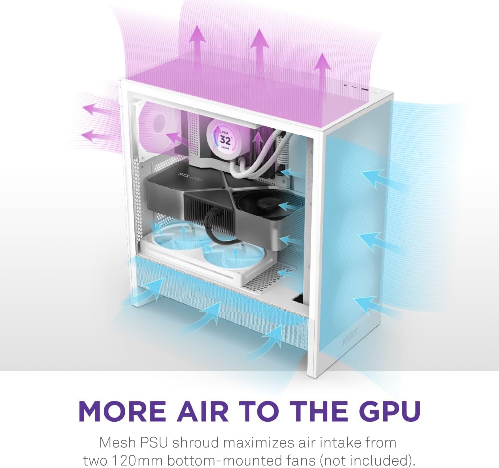 NZXT H5 Flow RGB - Kompakt Mid-Tower ATX PC-chassi - Svart