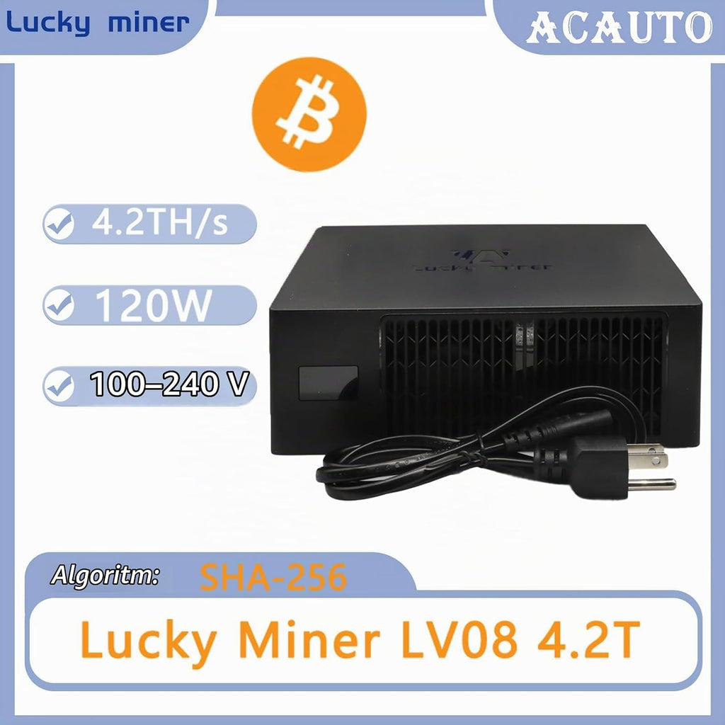 Lucky Miner LV08-120W Bitcoin Miner 4,2TH/s SHA-256 BM1366 ASIC Chip 2,4G WiFi, stöder 42 mynt - BTC, BCH, BSV, Hem/Kontor och P2P/Solo Mining