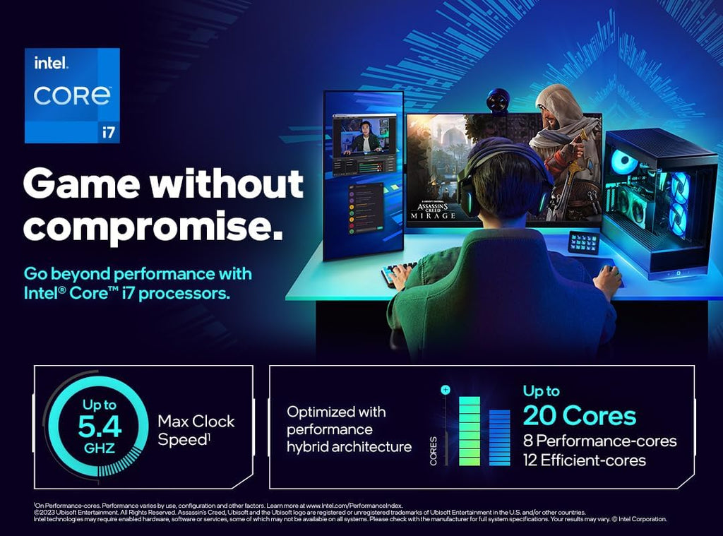 Intel Core i7-14700F 5,4 GHz LGA1700 Box – 16 kärnor / 24 trådar, 125W TDP, LGA1700-socket, 30 MB totalt cacheminne, upp till 5,4 GHz boost, utan integrerad grafik och utan kylare.