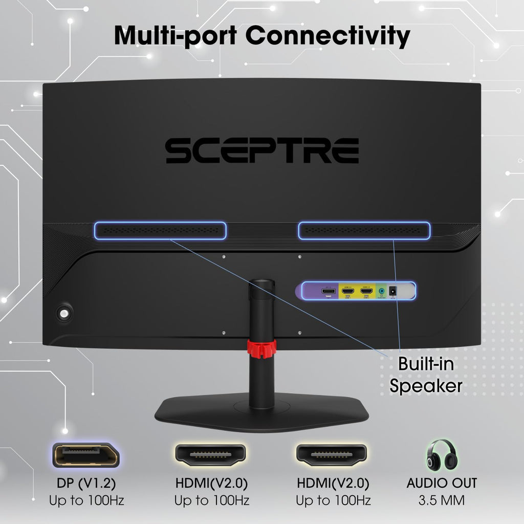 Sceptre Curved 24-inch Gaming Monitor 1080p R1500 98% sRGB HDMI x2 VGA Build-in Speakers, VESA Wall Mount Machine Black (C248W-1920RN Series)