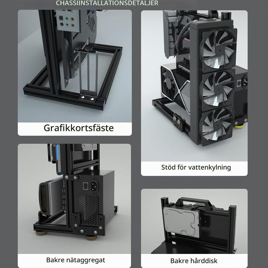 PC kreativ monteringsram testbänk, öppen luft ramfodral, gör-det-själv dator moderkort fodral ställ, ITX ATX MATX/EATX öppen aluminium ram chassi (EATX)
