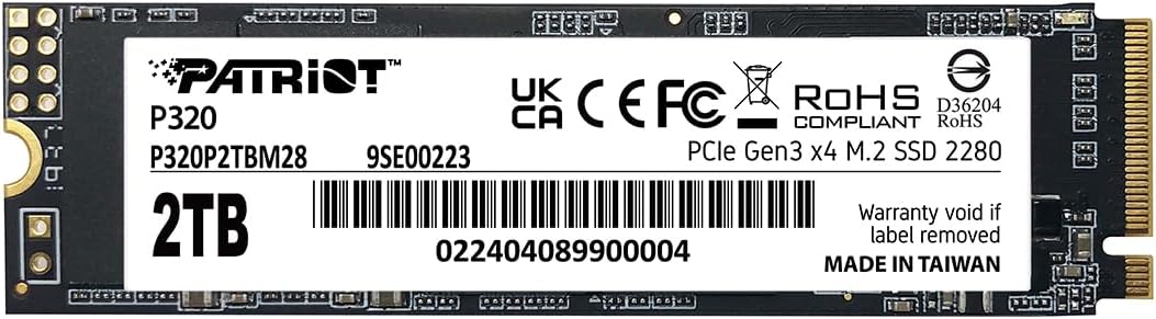 Patriot P320 512GB SSD intern - NVMe PCIe Gen 3x4 - M.2 2280 - Solid State Drive - P320P512GM28