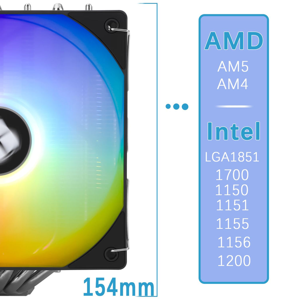 TR-Thermalright Phantom Spirit 120 SE ARGB CPU Kühler, Doppelturm med 7 värmepipor, dubbel TL-C12B V2 PWM-kabel, för AM5/AM4, Intel lga1851/1700/115x/1200,154 mm, hög dator, Kühlung