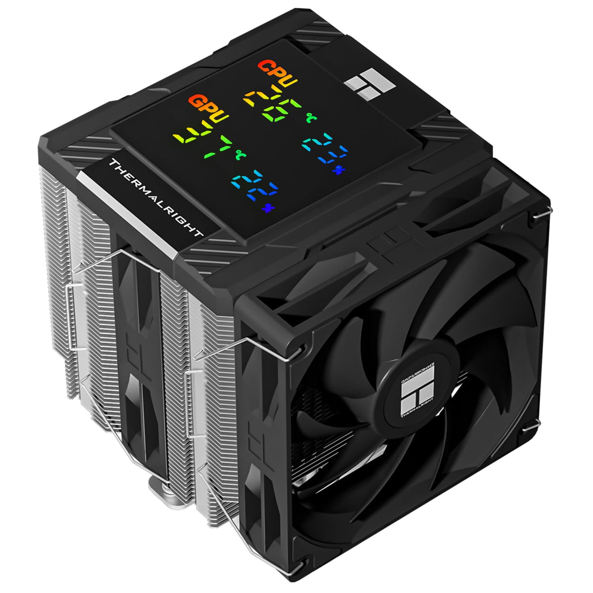 Thermalright Peerless Assassin 120 digital ARGB svart CPU-kylare, kylning med dubbla dörrar och dubbla fläktar, CPU-luftkylare, digital skärmskydd, för AM4/AM5, Intel LGA1851/1700/115X/1200