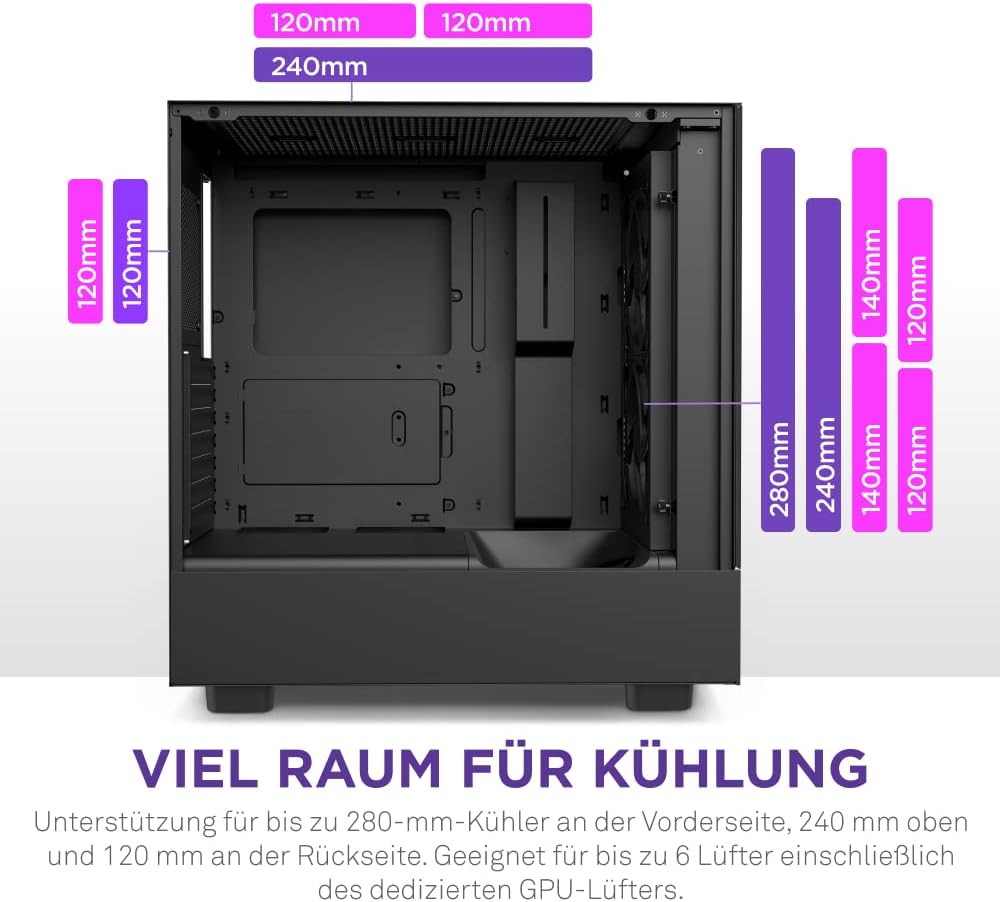 NZXT H5 Flow RGB - Kompakt Mid-Tower ATX PC-chassi - Svart