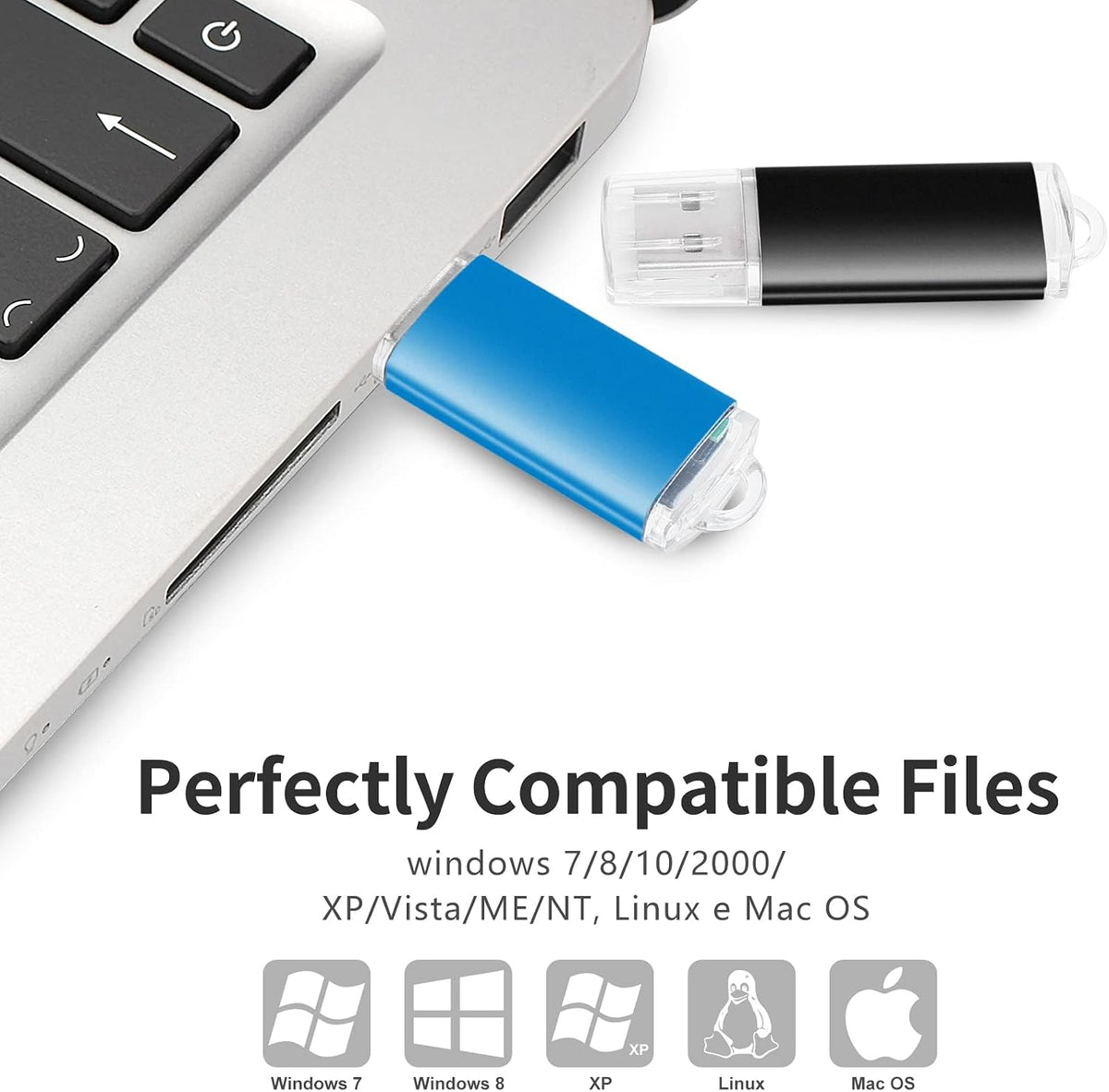 128 GB 2-i-1 USB-minne 128 GB typ-C Pendrive 128GO USB C Flash Drive 128 Giga 2-i-1 OTG Pen 128GO för PC/surfplatta/Laptop/Smartphone med typ C, Xiaomi/Huawei (silver)