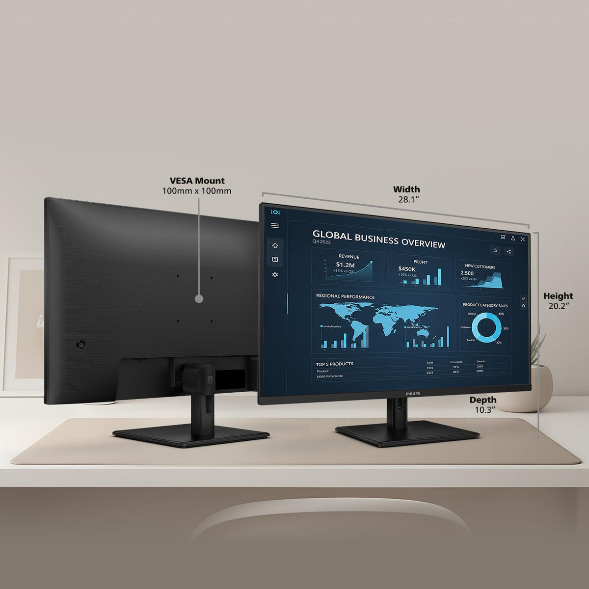 Philips 24 Inch Computer Monitor FHD 100Hz VA VESA Flicker-Free, 241V8LB