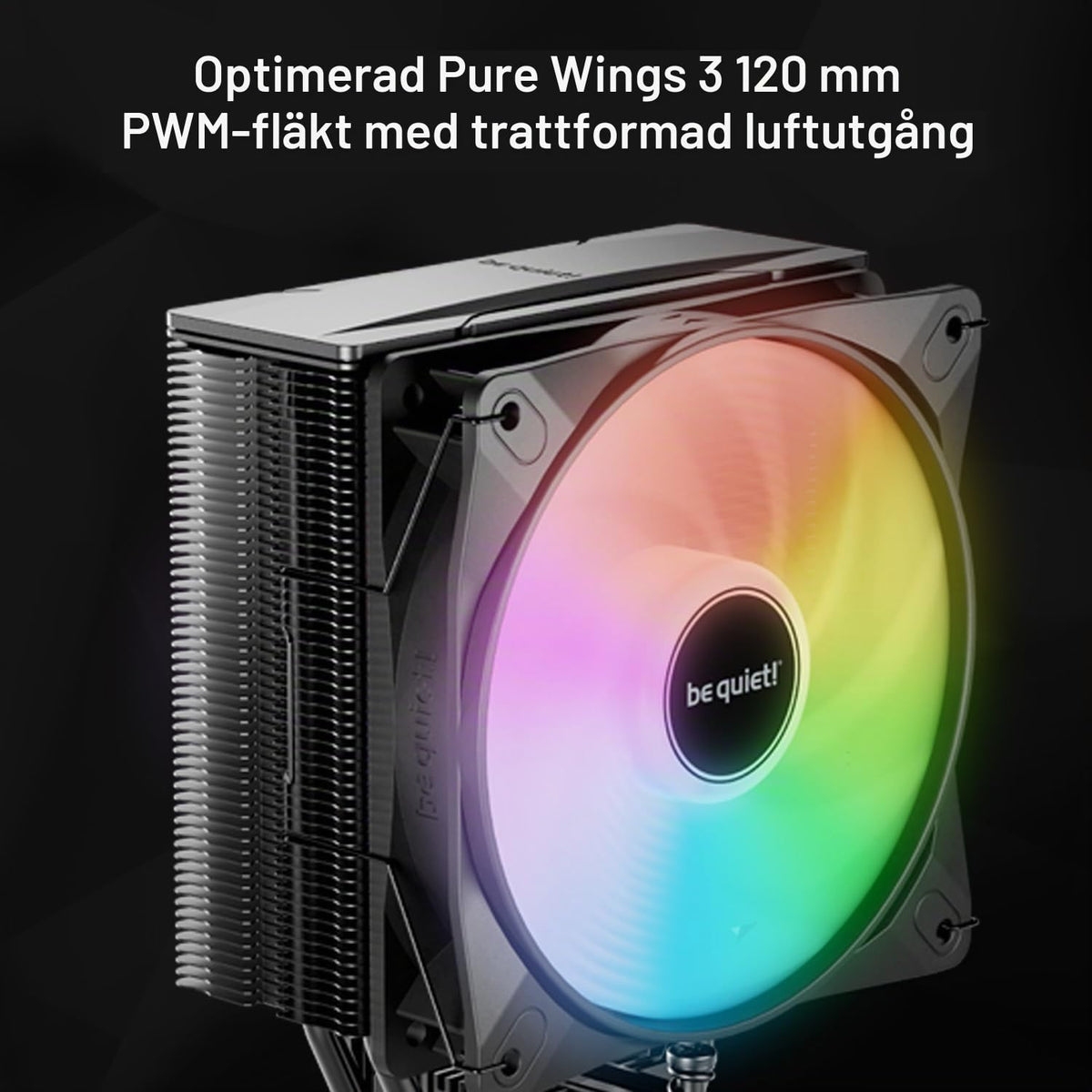 be quiet! Pure Rock 3 Black luftkylare, mycket hög kylprestanda, 4 högpresterande heatpipes med HDT-teknik, optimerad Pure Wings 3 120 mm PWM-fläkt, förinstallerad monteringsbrygga