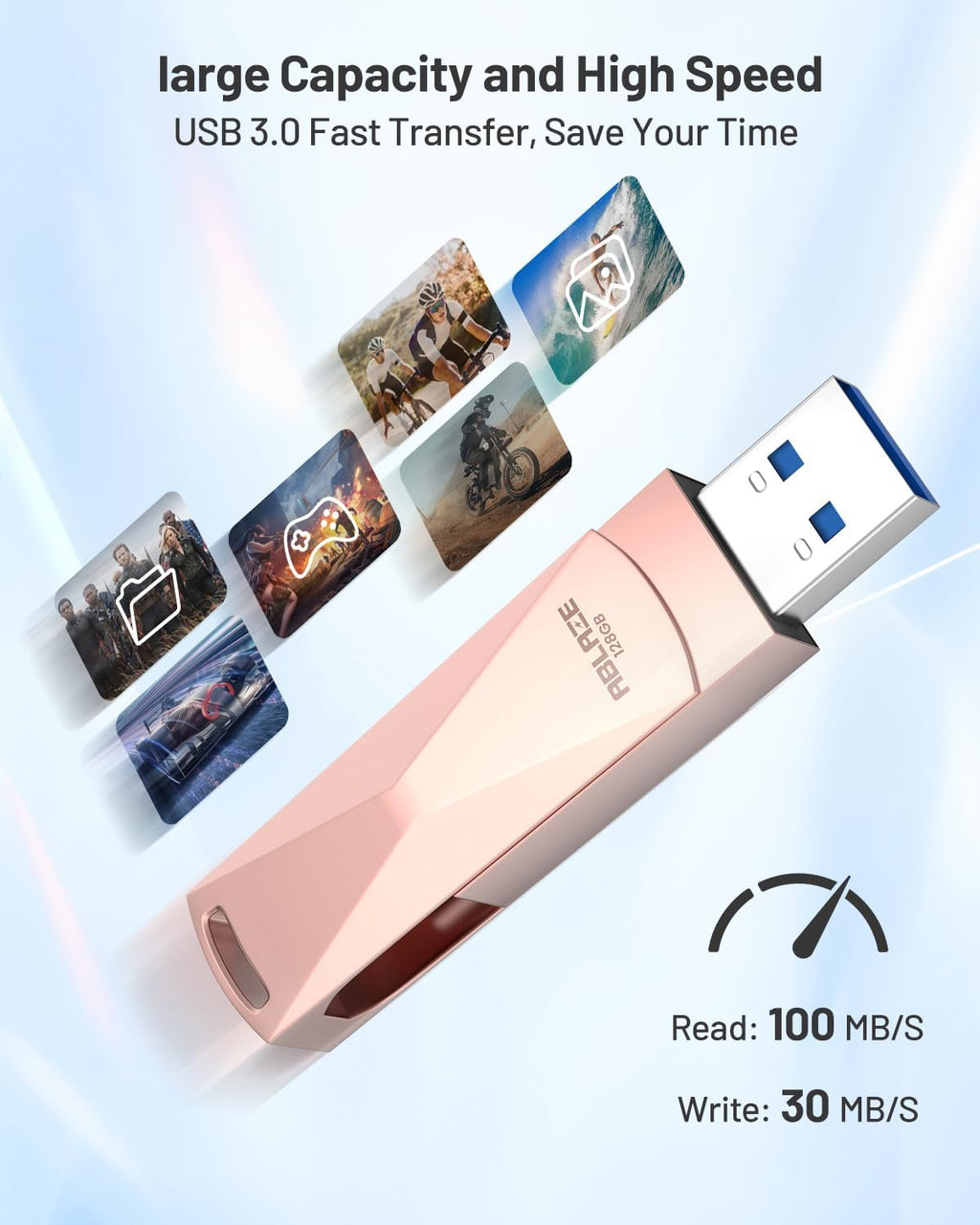 USB-minne 8 GB 10 stycken, ABLAZE mini minne minne vattentät 8 GB USB-sticks metall 10-pack för bärbar dator, dator, TV, bil