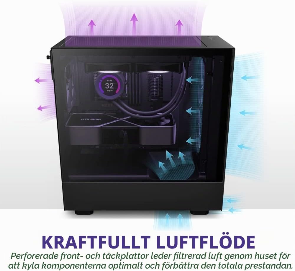 NZXT H5 Flow RGB - Kompakt Mid-Tower ATX PC-chassi - Svart