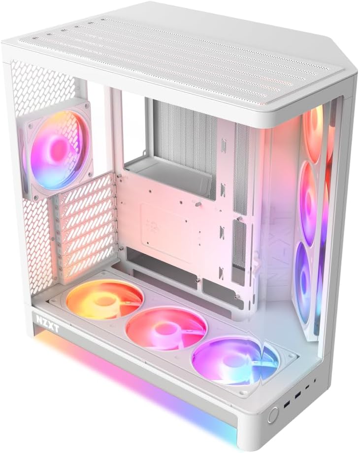 NZXT H6 RGB+ - Kompakt Dubbelkammare ATX PC-chassi - Vit