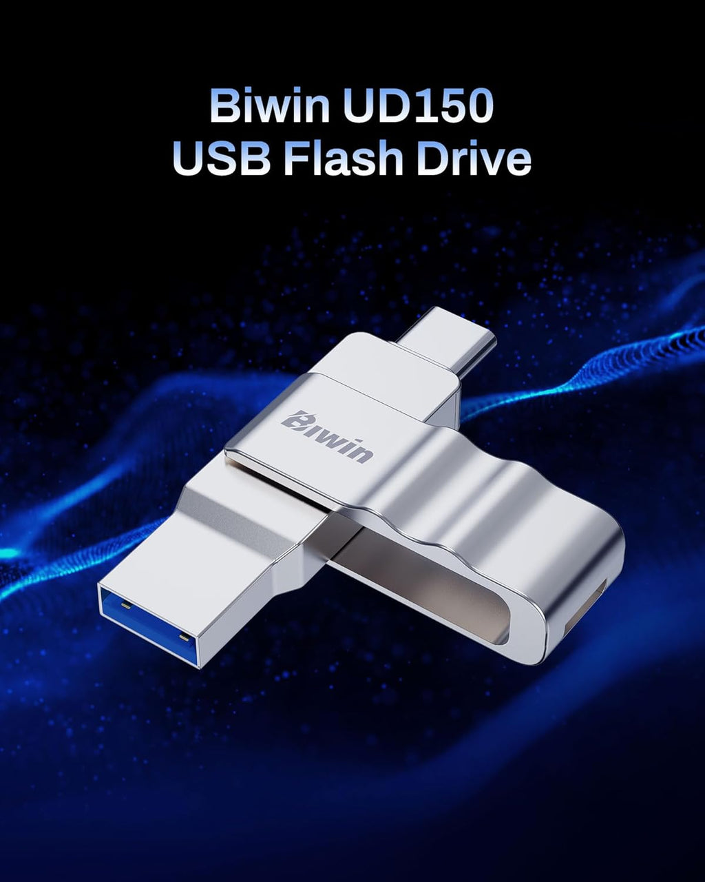 Biwin UD150 USB-minne 3.0 128 GB, USB-minne med överföringshastigheter på upp till 150 MB/s, Dural-Port USB Type-C till Type-A USB-minne