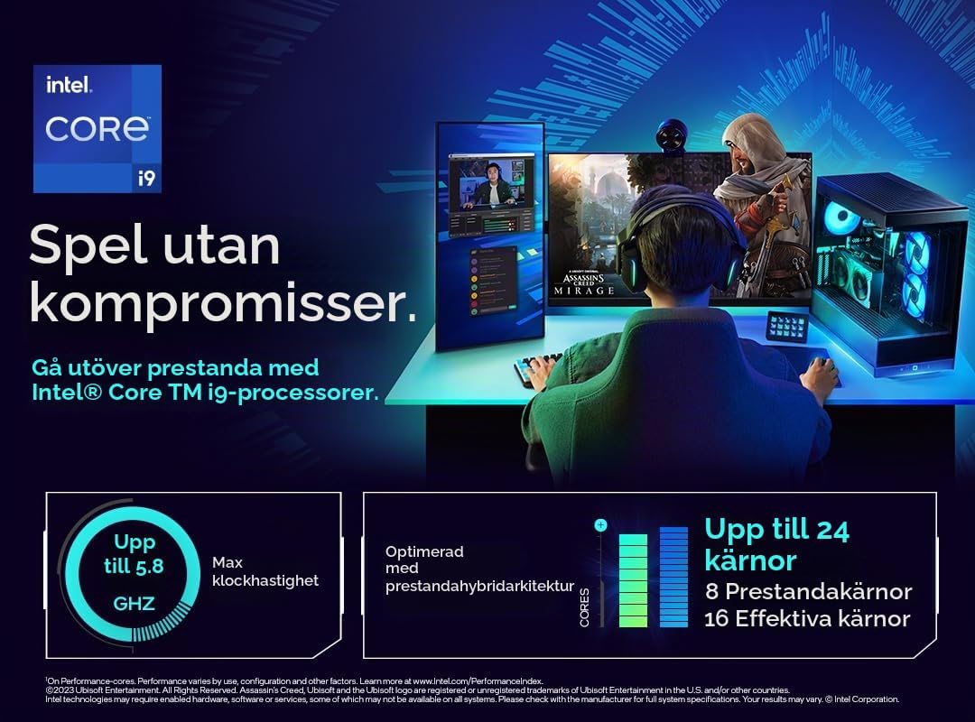 Intel® Core™ i9-14900KS, processor för stationära datorer, 24 kärnor (8 P-kärnor + 16 E-kärnor) 36 MB cache, upp till 6,2 GHz