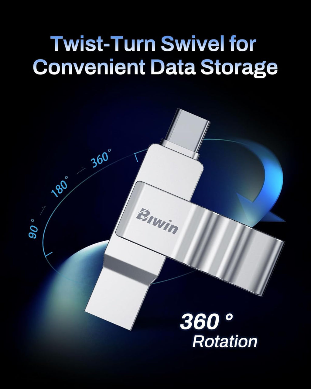 Biwin UD150 USB-minne 3.0 128 GB, USB-minne med överföringshastigheter på upp till 150 MB/s, Dural-Port USB Type-C till Type-A USB-minne