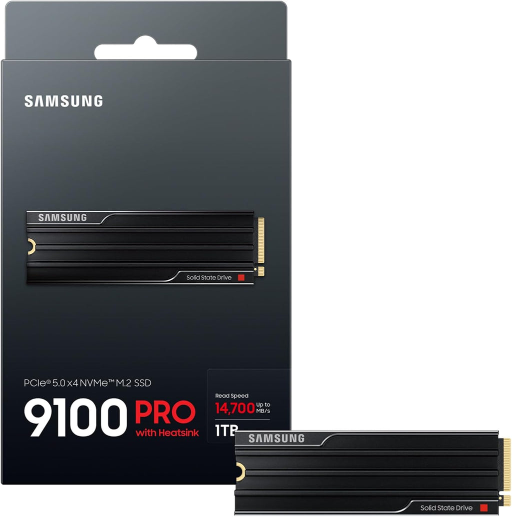 Samsung 9100 PRO Heatsink NVMe M.2 SSD, 1 TB, svart, MZ-VAP1T0CW