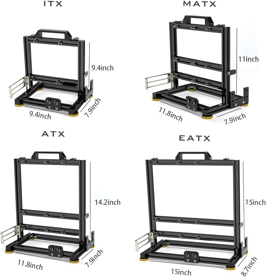 PC kreativ monteringsram testbänk, öppen luft ramfodral, gör-det-själv dator moderkort fodral ställ, ITX ATX MATX/EATX öppen aluminium ram chassi (EATX)