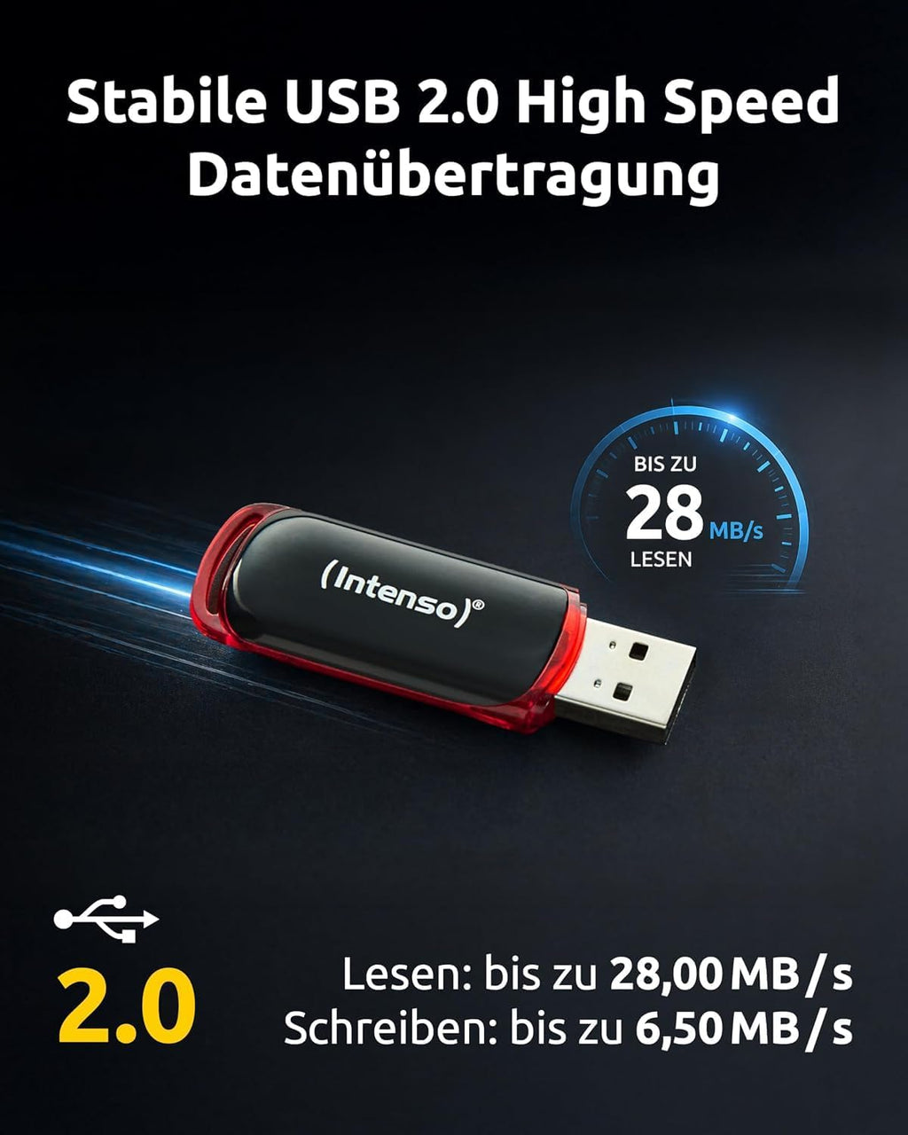 Intenso Business Line - Flash Drive 16 GB - USB 2.0, Black/Red