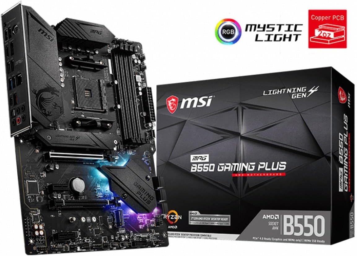 MSI MPG B550 Gaming Plus (ATX AMD AM4 DDR4 M.2 USB 3.2 Gen 2 HDMI ATX Gaming Moderkort AMD Ryzen™ 5000-processorer