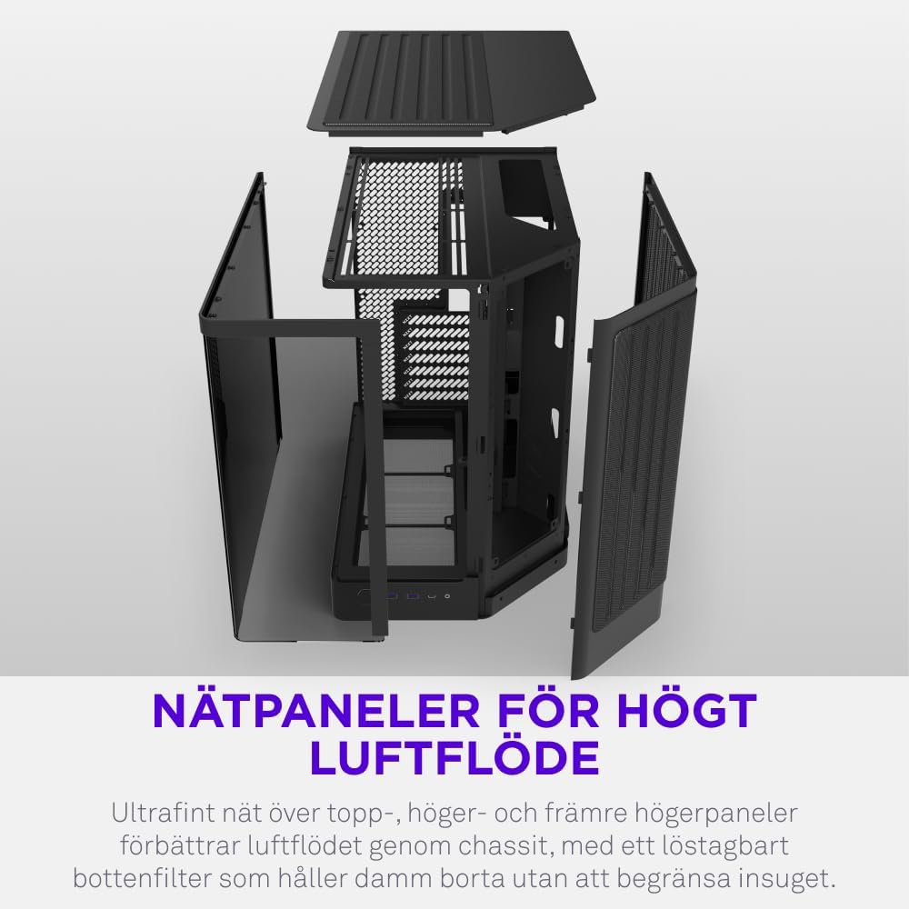 NZXT H6 RGB+ - Kompakt Dubbelkammare ATX PC-chassi - Vit